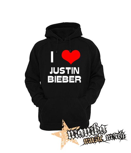 I LOVE JUSTIN BIEBER - čierna pánska mikina