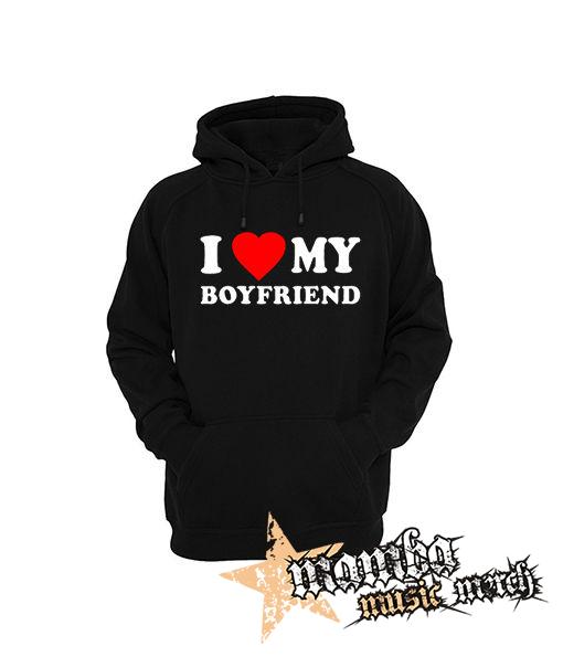 I LOVE MY BOYFRIEND - čierna pánska mikina