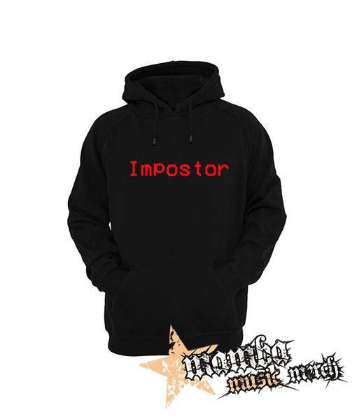IMPOSTOR - Among Us Red Slogan - čierna pánska mikina