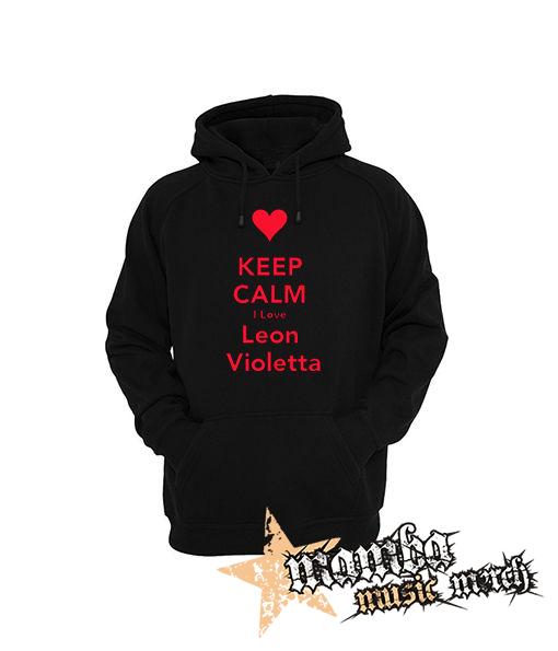 KEEP CALM I LOVE LEON VIOLETTA - čierna pánska mikina