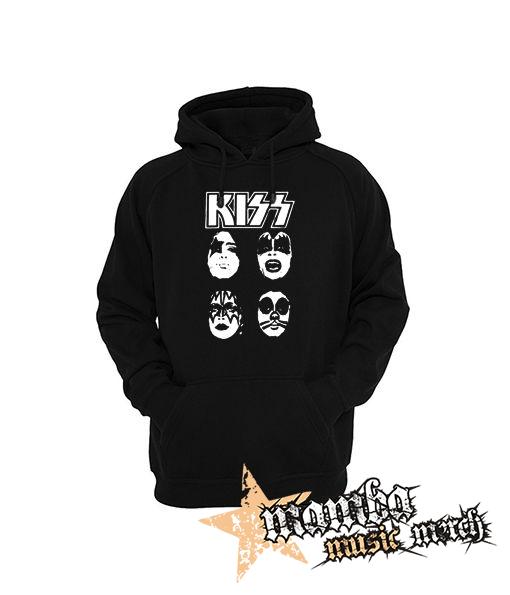 KISS - Band Four Faces - čierna pánska mikina