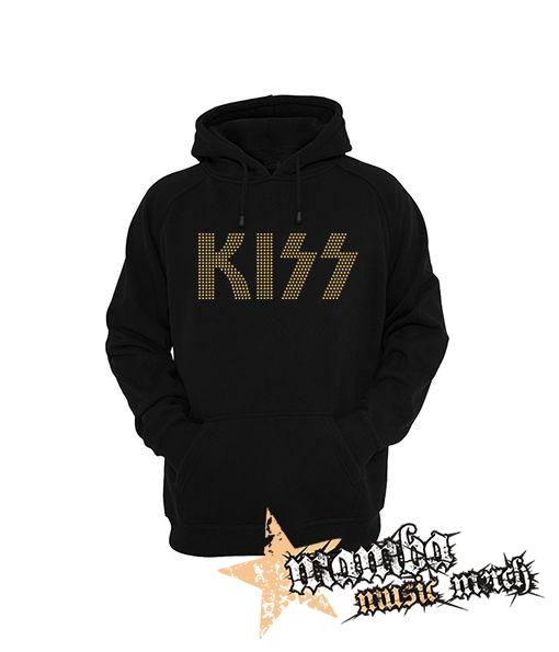 KISS - Gold Logo - čierna pánska mikina