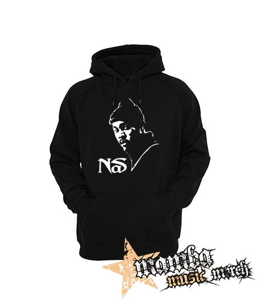 NAS - Logo & Portrait - čierna pánska mikina