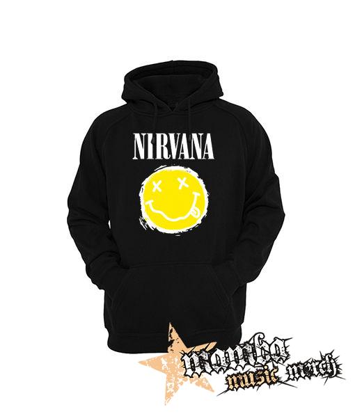 NIRVANA - Yellow Black Smile - čierna pánska mikina