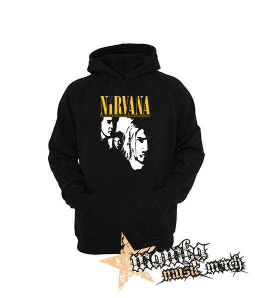 NIRVANA - Yellow Logo Band - čierna pánska mikina