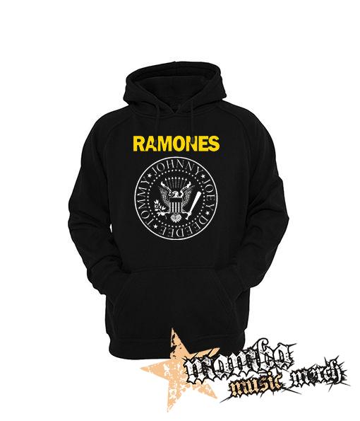 RAMONES - Yellow Logo White Symbol - čierna pánska mikina