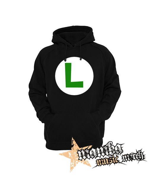 SUPER MARIO - Green Luigi Logo - čierna pánska mikina