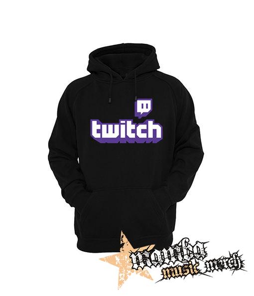 TWITCH - Purple Logo Sign - čierna pánska mikina