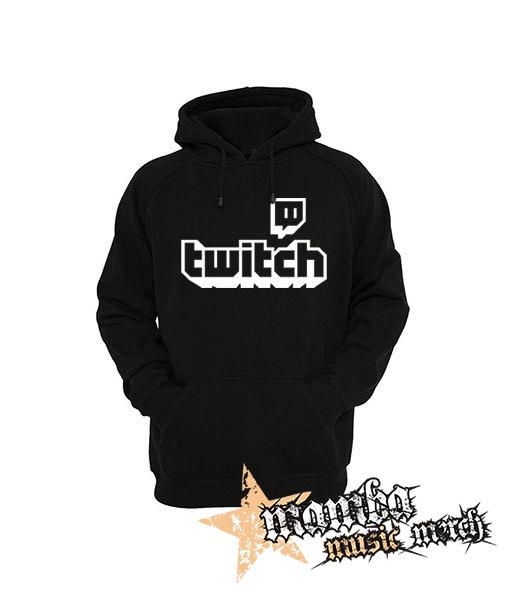 TWITCH - White Logo Sign - čierna pánska mikina